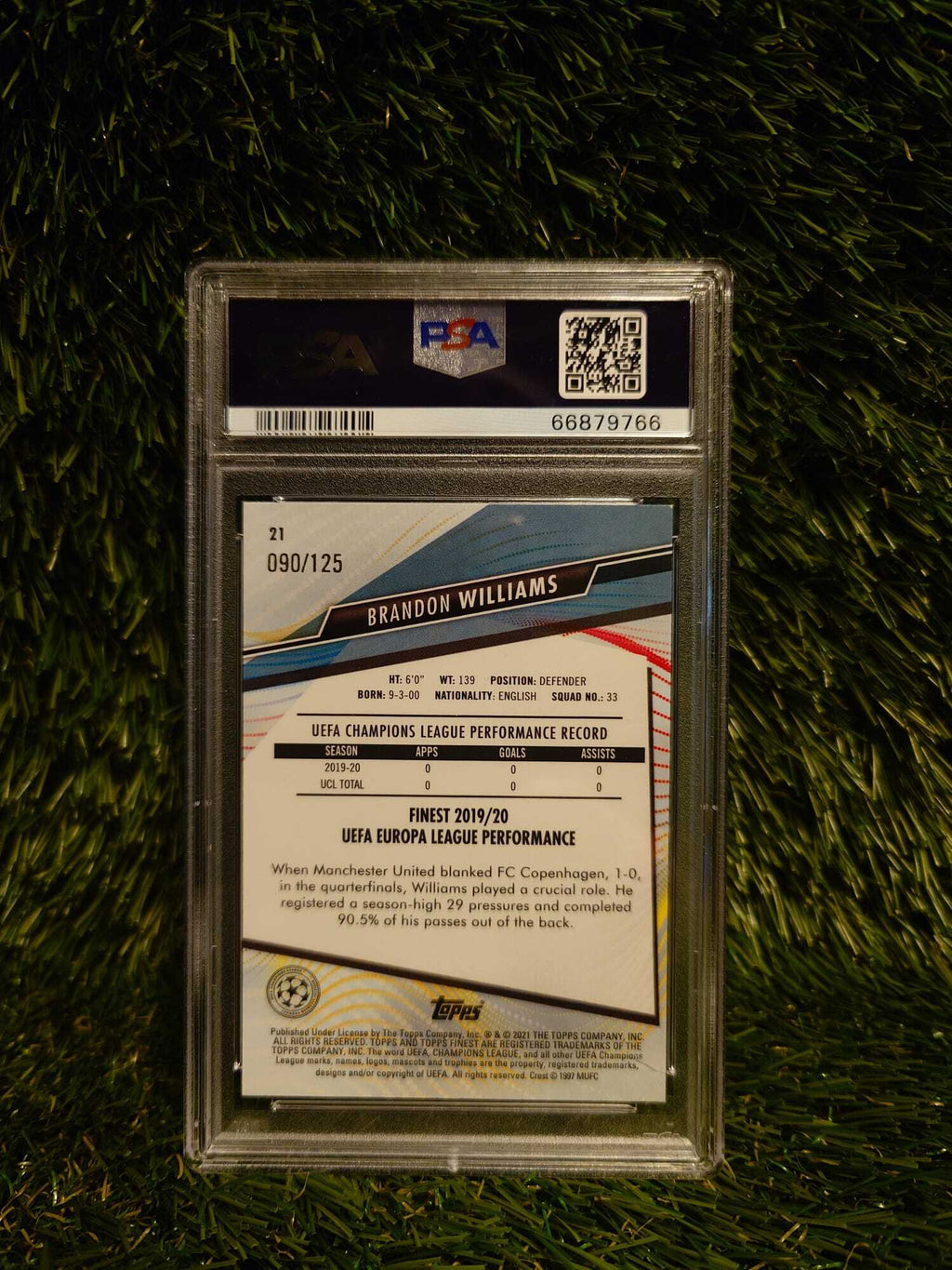 Brandon Williams Topps Finest 2020 UCL Refractor/125 PSA 10