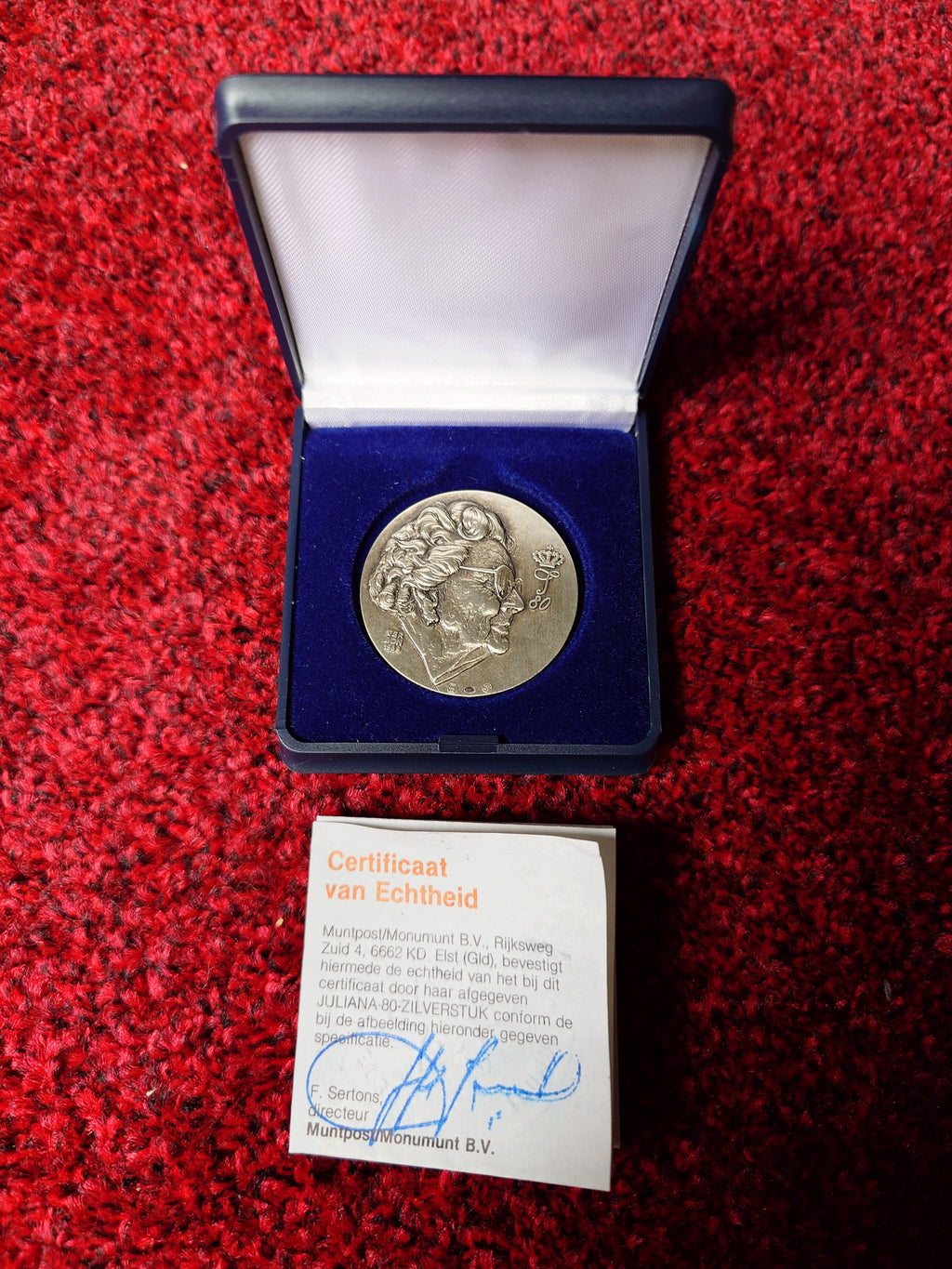 Juliana token/coin silver of 80 years anniversary verbon 1989