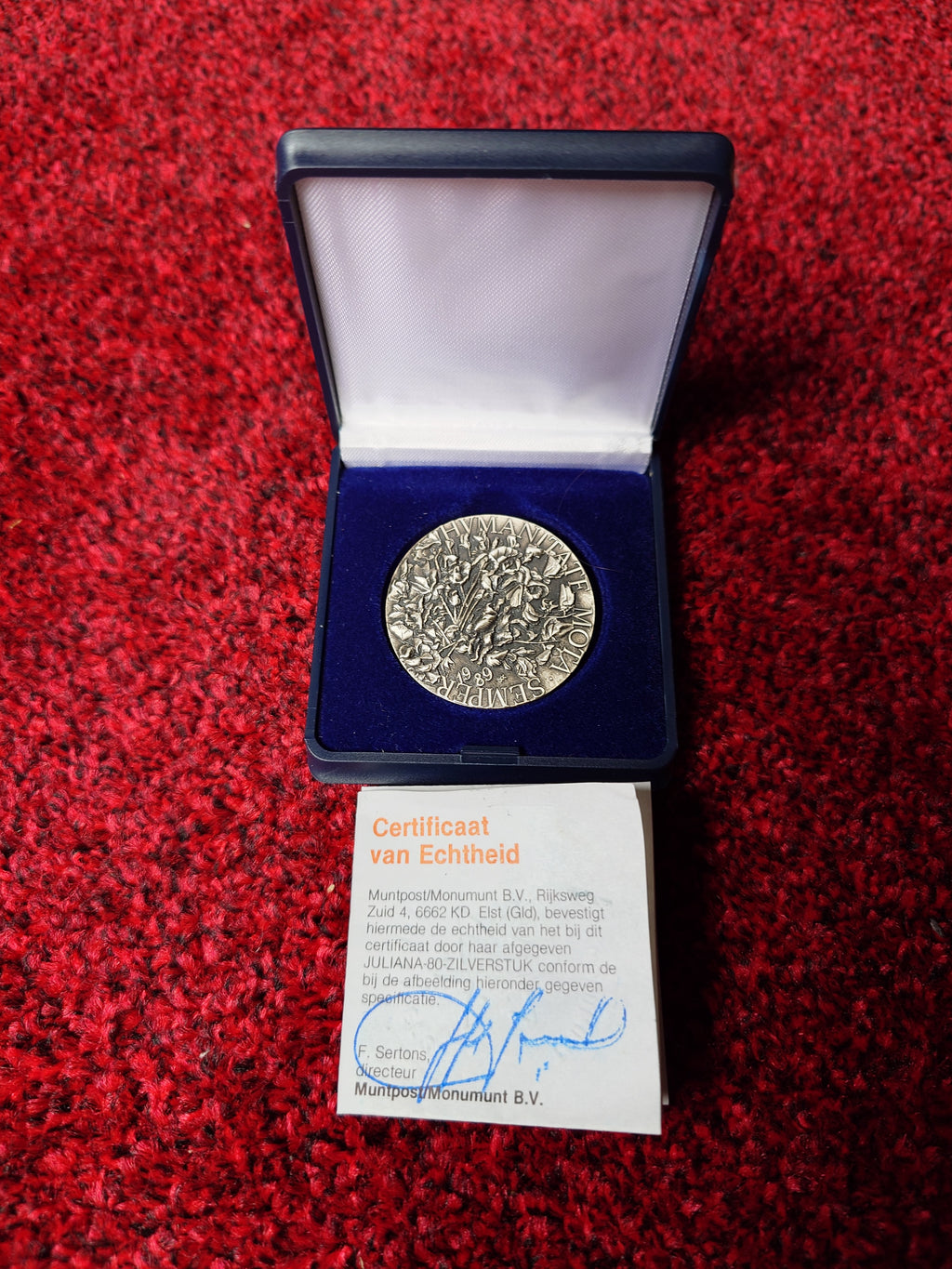 Juliana token/coin silver of 80 years anniversary verbon 1989