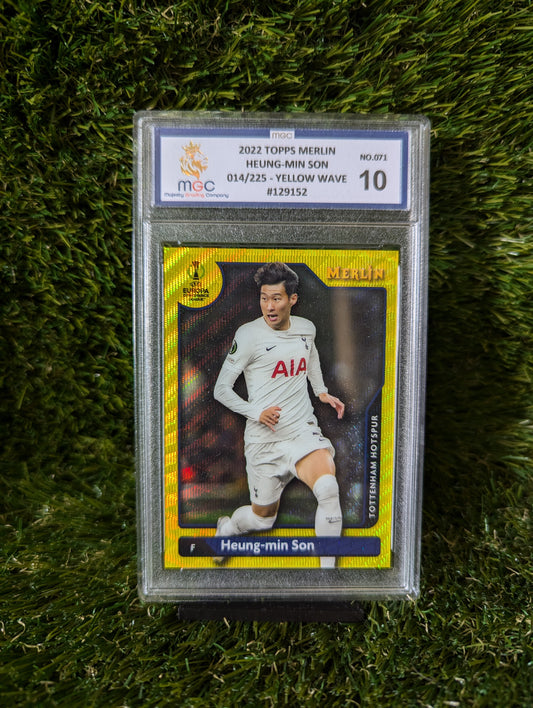 Heung-Min Son 014/225 Topps merlin 2022 Yellow Wave Graded 10