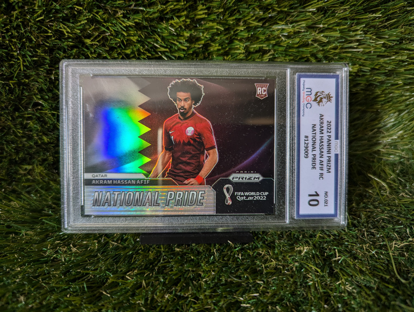 Akram Hassan Afif RC National Pride Panini Prizm 2022 Qatar Graded 10