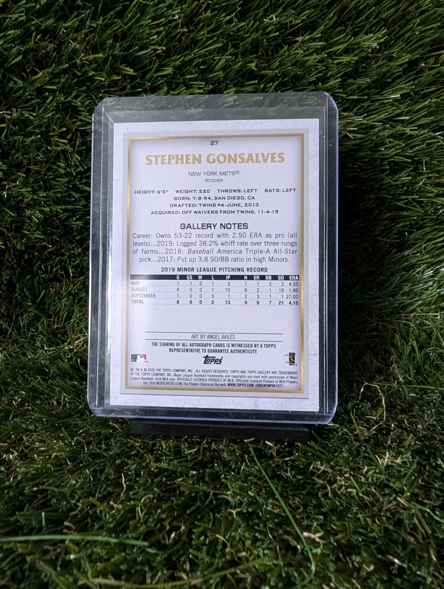 Topps Gallery Stephen Gonsalves Autograph New York Mets