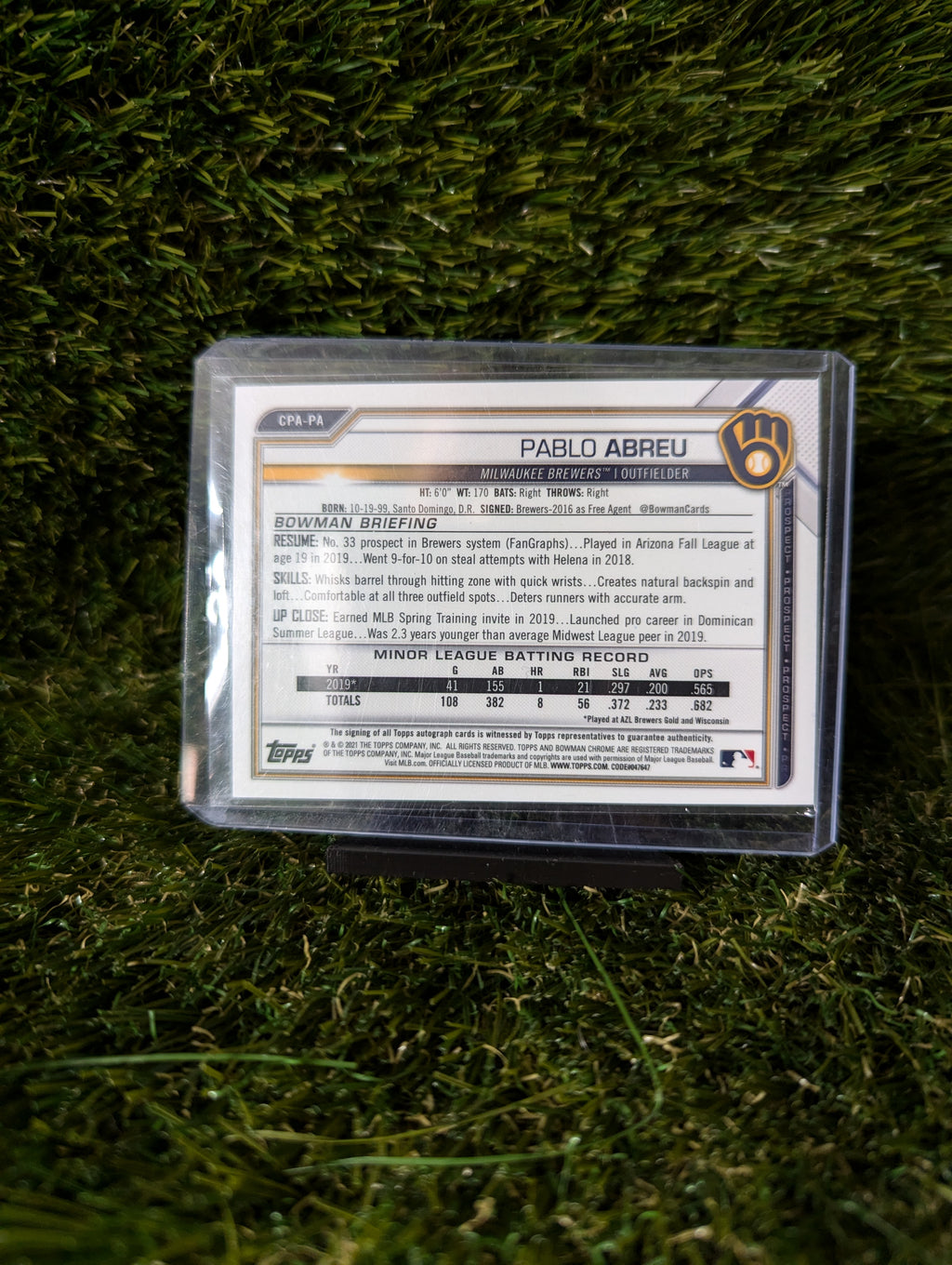 Topps Chrome Pablo Abreu Autograph 086/150 Milwaukee Brewers